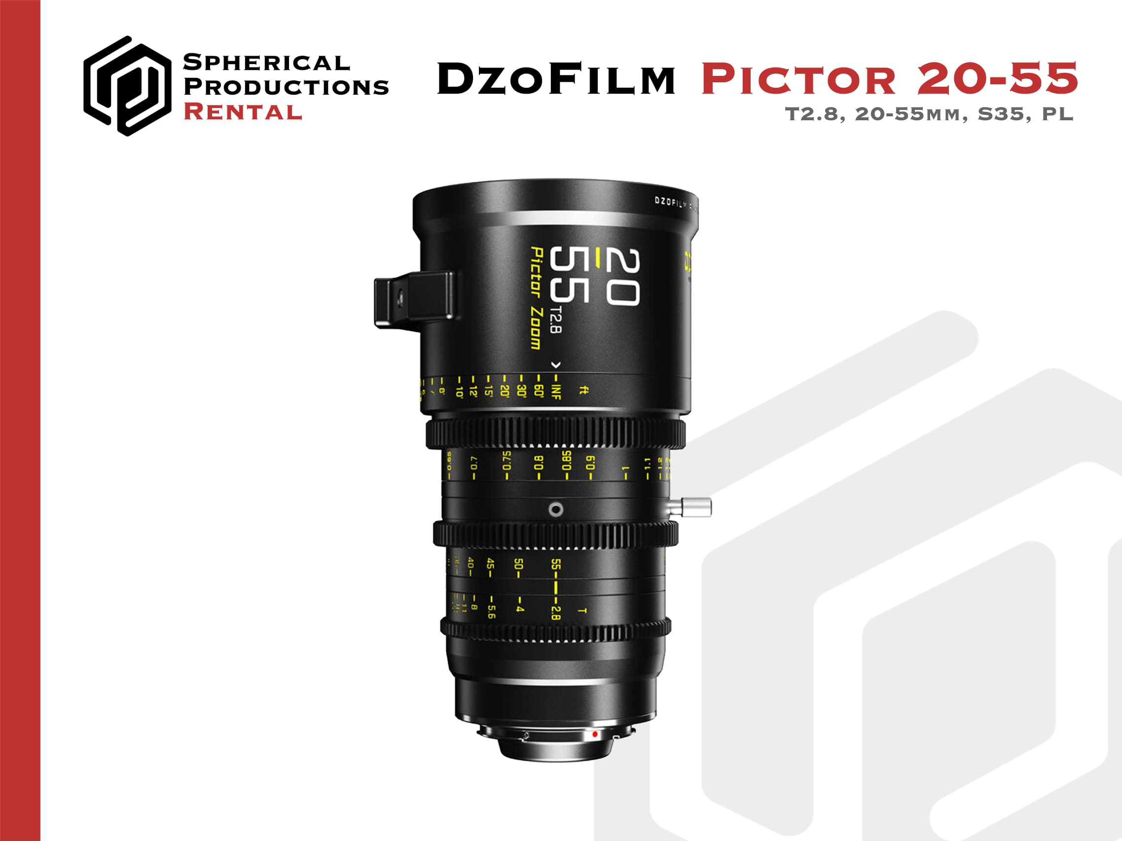 DZOFilm Pictor 20-55mm T2.8 S35 Cine Zoom Lens(PL Mount)