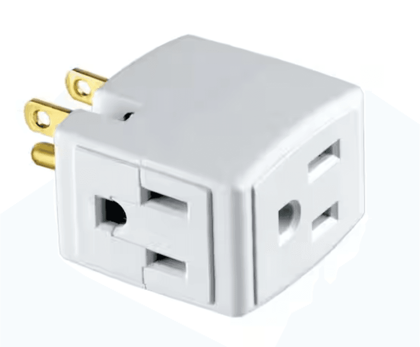 Grounded Triple Cube Outlet Adapter (White)