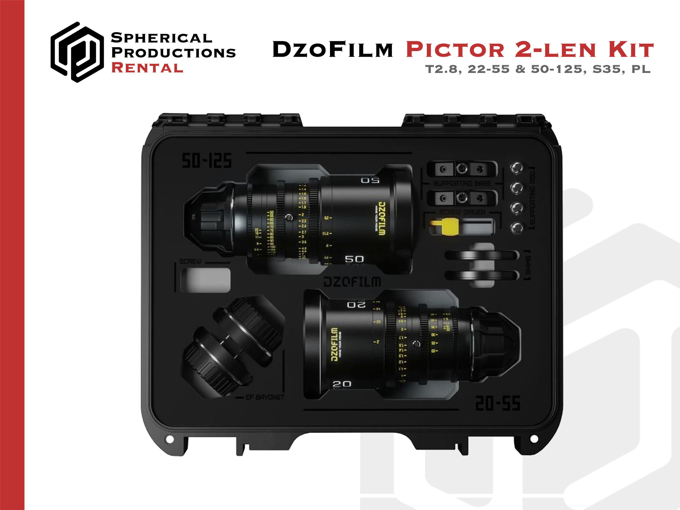 DZOFilm Pictor 2-Zoom Kit | 20-55 & 50-125mm T2.8, Super 35, PL & EF Mounts