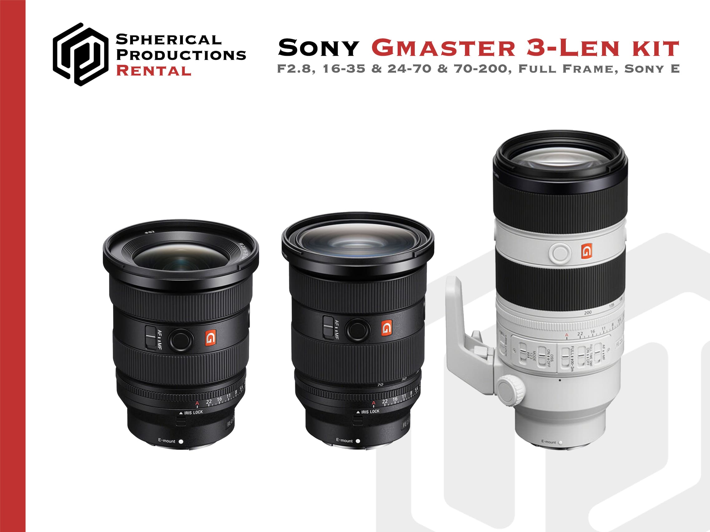 Sony G Master 3-Zoom Kit | FE 16-35mm f/2.8 GM + 24-70 GM II + 70-200 GM OSS II